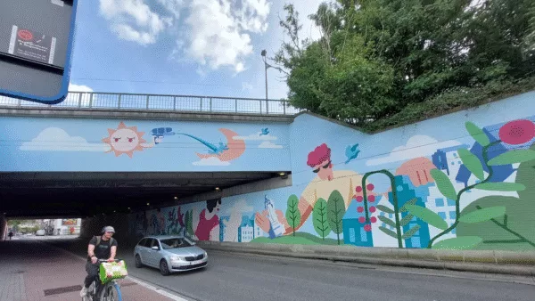 Kleurrijk graffitikunstwerk afgewerkt in tunnel aan Mechelse Nekkerspoel